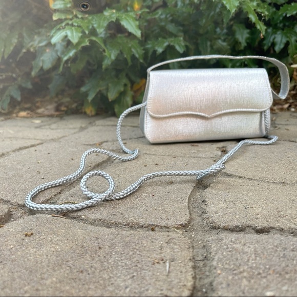 Silver Shimmer Mini Handbag W/ Strap For Crossbody - Picture 8 of 11